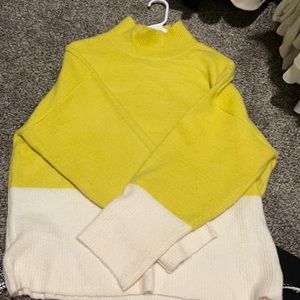 Yellow and White cropped Sweater